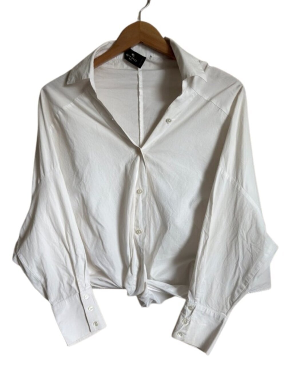 Etro Milano White Button Down Shirt IT 44 Made in Italy Cropped Oversized Top